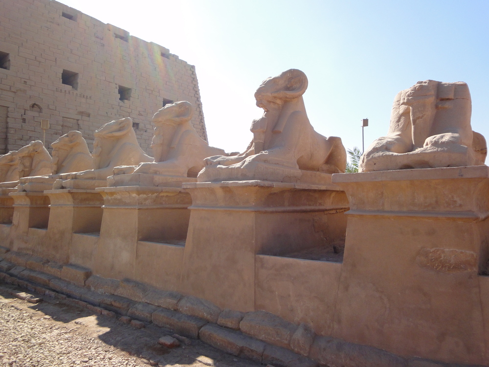 The Avenue of the Rams outside Karnak Temple in Luxor, Egypt.
