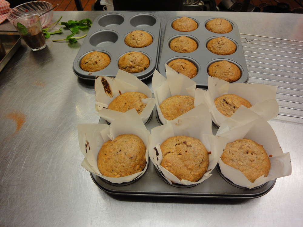 Sweet smelling muffins fresh out of the oven.