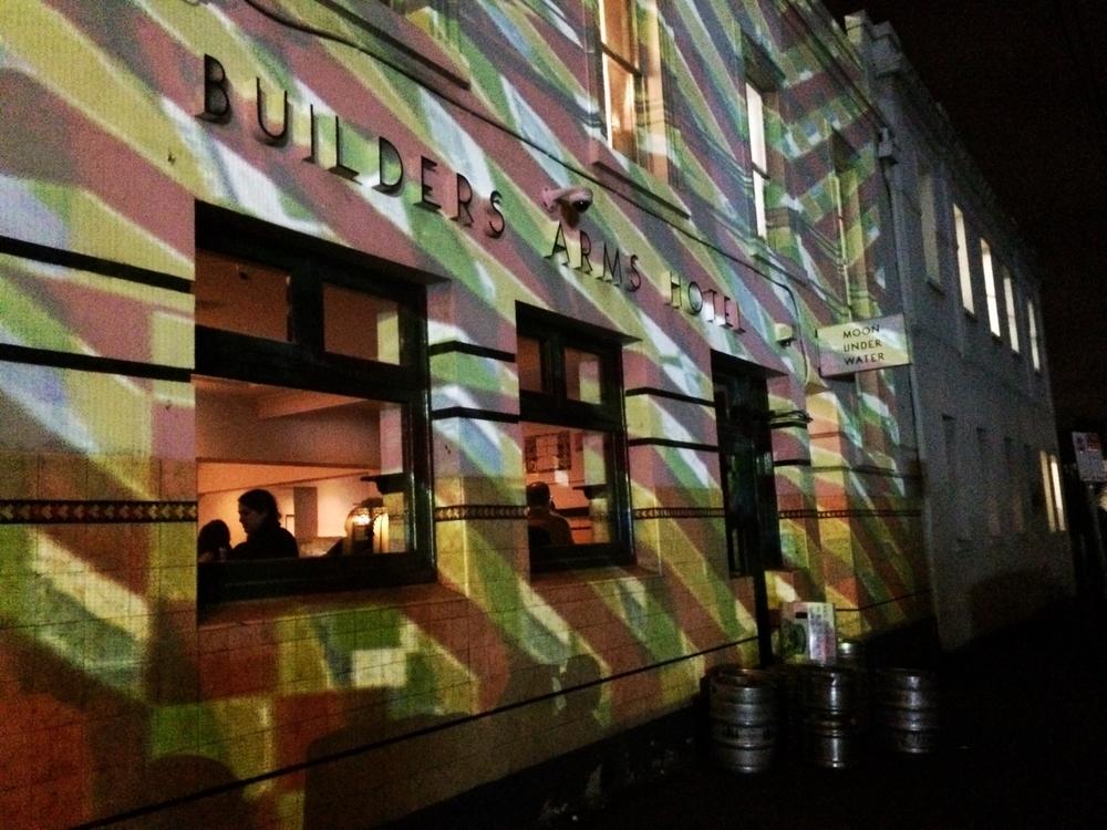 A series of projected works at The Builders Arms Hotel by Ian de Gruchy, Nick Azidis and Amanda Morgan.