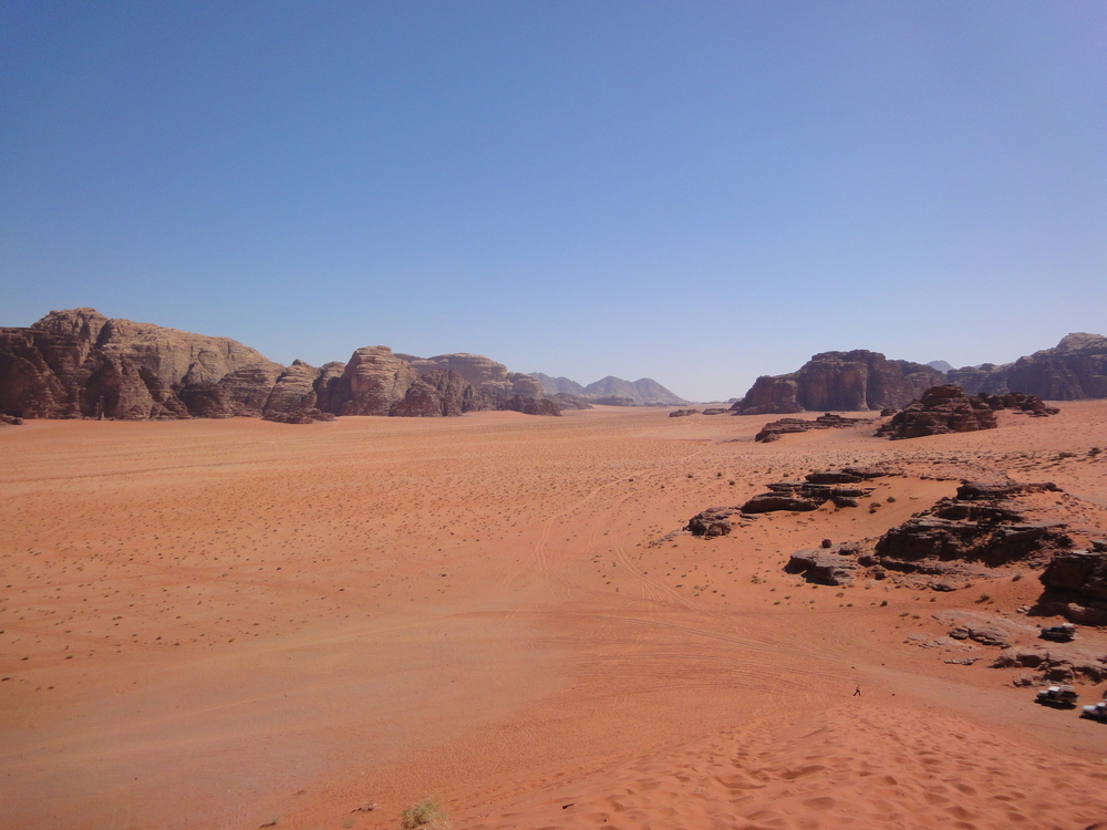 The vast expanse of Wadi Rum in Jordan.